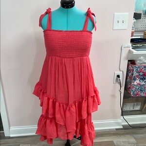 DAVI & DANI Asymmetrical Coral Dress